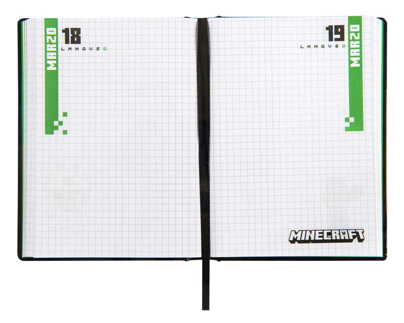 Diario 12 Mesi 25/26 Standard Non Datato Pixel Minecraft Black