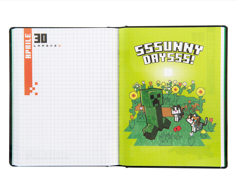 Diario 12 Mesi 25/26 Standard Non Datato Pixel Minecraft Black