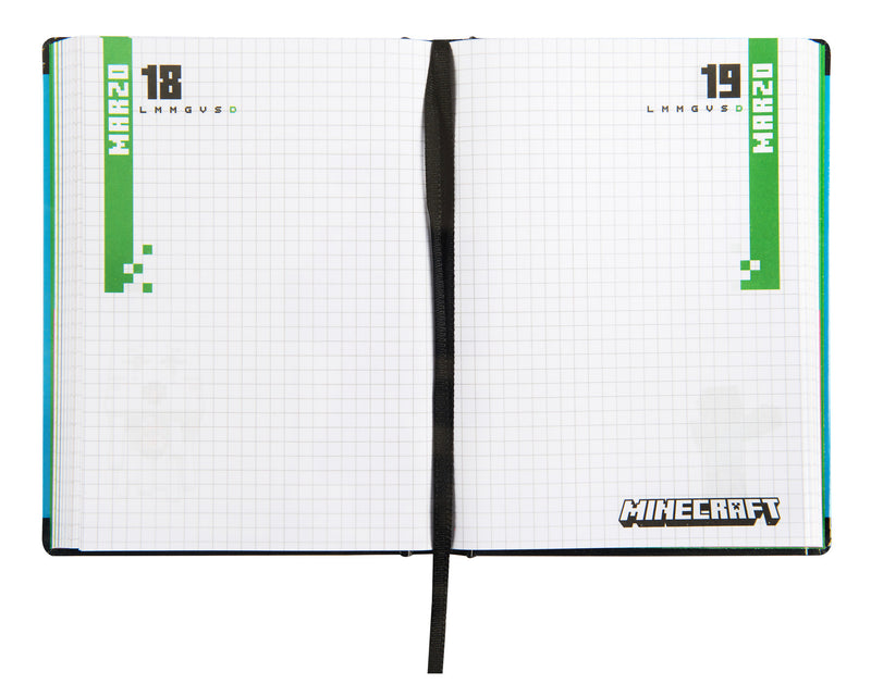 Diario 12 Mesi 25/26 Standard Non Datato Pixel Minecraft Blu