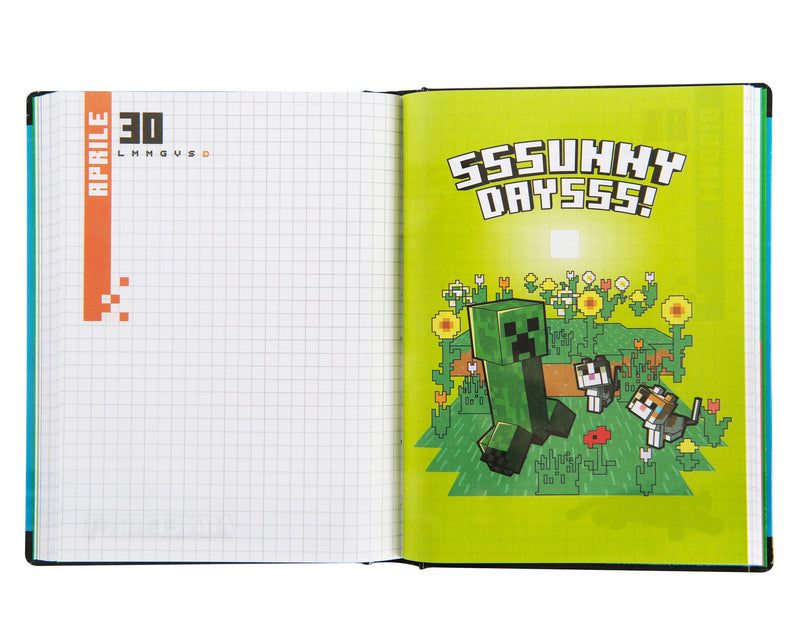 Diario 12 Mesi 25/26 Standard Non Datato Pixel Minecraft Blu