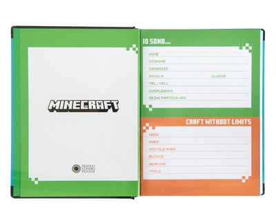 Diario 12 Mesi 25/26 Standard Non Datato Pixel Minecraft Blu