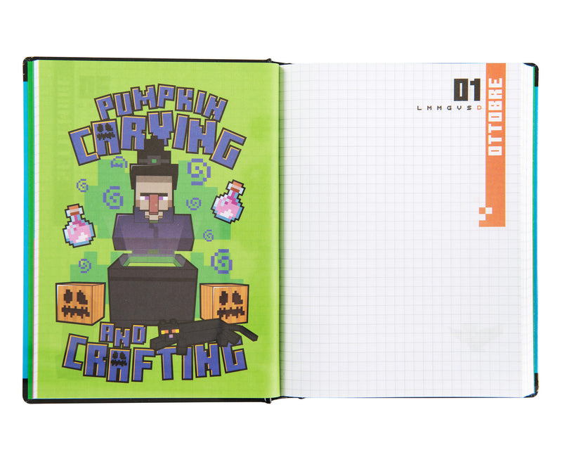 Diario 12 Mesi 25/26 Standard Non Datato Pixel Minecraft Blu