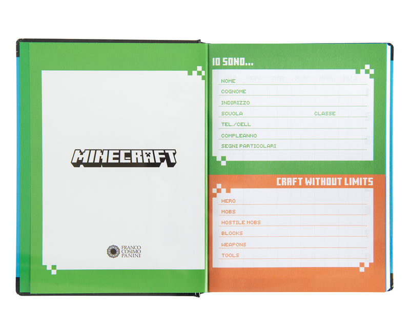 Diario 12 Mesi 25/26 Standard Non Datato Pixel Minecraft Blu