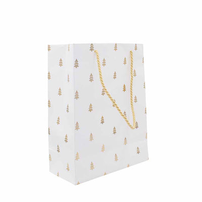 Borsa in Carta Stampata Albero Bianco e Oro 30,5 x 22 x 9,5 cm