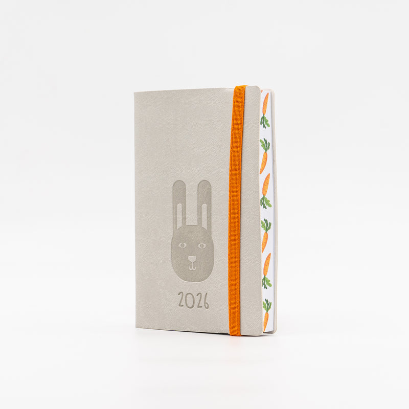 Agenda 12 Mesi Intempo Zooland Giornaliera in Similpelle con Elastico Grigio Chiaro 10 x 15 cm - 2026