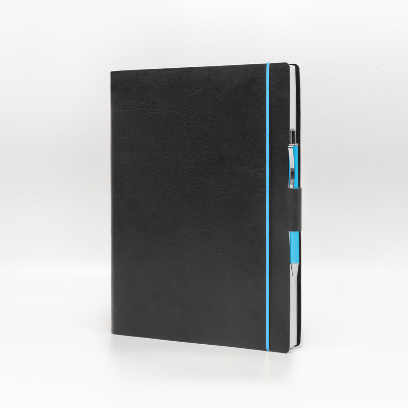 Agenda 12 Mesi Giornaliera Intempo Blue Band 2026 in Similpelle con Elastico Nero 15 x 21 cm