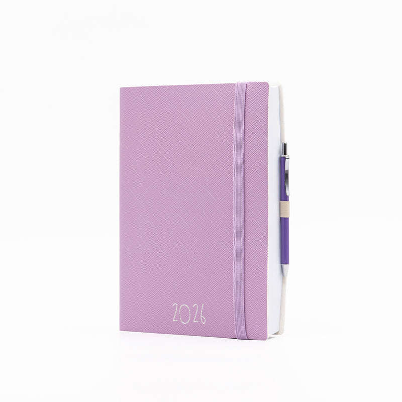 Agenda 12 Mesi Intempo Chic Giornaliera in Similpelle con Elastico e Penna Ciclamino 15 x 21 cm - 2026