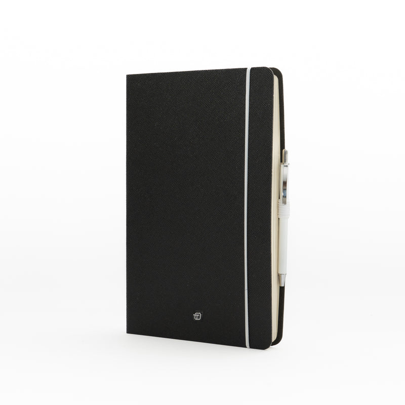 Agenda 12 Mesi Intempo Cartesio Giornaliera in Similpelle con Elastico e Penna Nero 13 x 21 cm - 2026