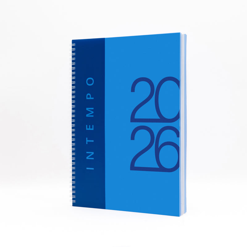 Agenda 12 Mesi Giornaliera 2026 Intempo Poliplan Spiralata con Copertina in PPL Blu 21 x 30 cm