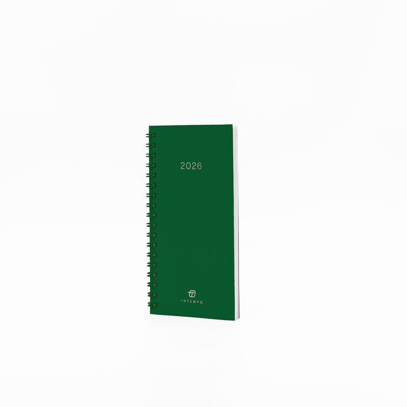 Agenda 12 Mesi Settimanale Intempo Stanford 2026 Tascabile Spiralata Verde 16 x 8 cm