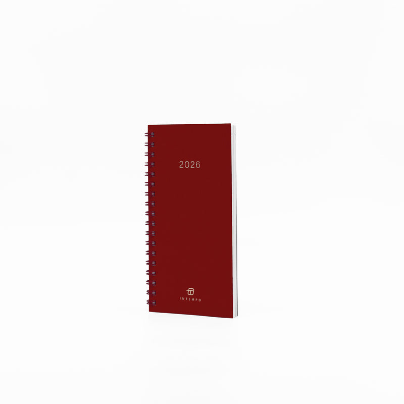 Agenda 12 Mesi Settimanale Intempo Stanford 2026 Tascabile Spiralata Rosso 16 x 8 cm
