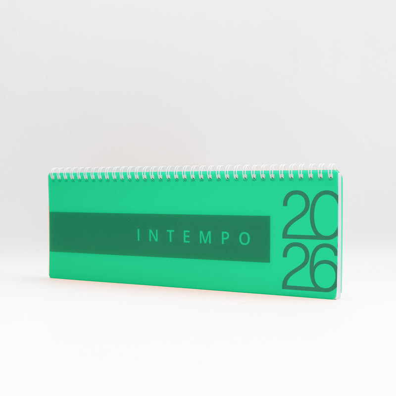 Planning Settimanale 12 Mesi Intempo Poliplan 2026 Spiralato in PPL Verde Lime 30 x 10 cm