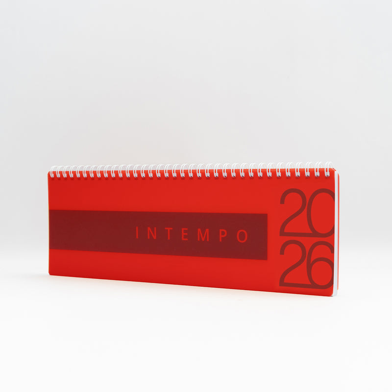 Planning Settimanale 12 Mesi Intempo Poliplan 2026 Spiralato in PPL Rosso 30 x 10 cm