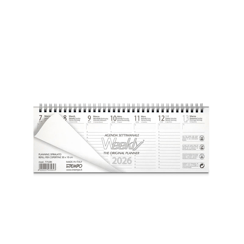 Planning 12 Mesi Settimanale 2026 Intempo Weekly Pattern Nero 30 x 10 cm