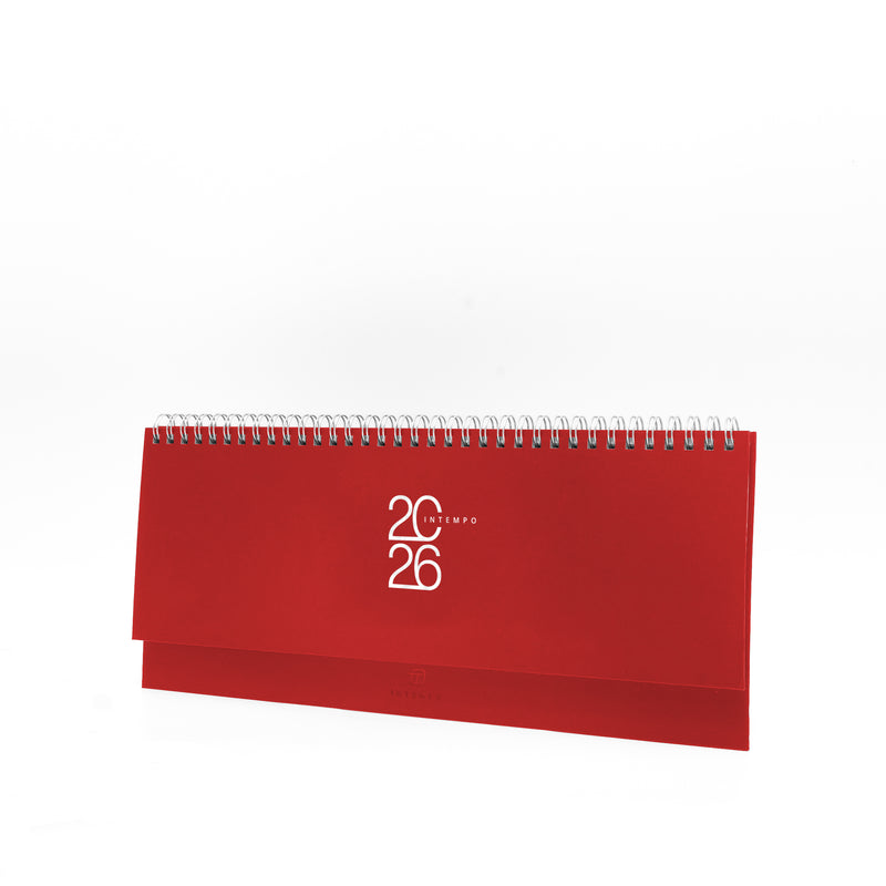 Planning 12 Mesi Settimanale Intempo Text 2026 in Balacron Rosso 30 x 10 cm