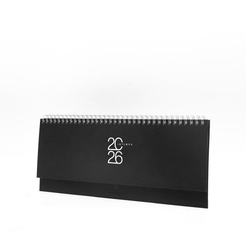Planning 12 Mesi Settimanale Intempo Text 2026 in Balacron Nero 30 x 10 cm