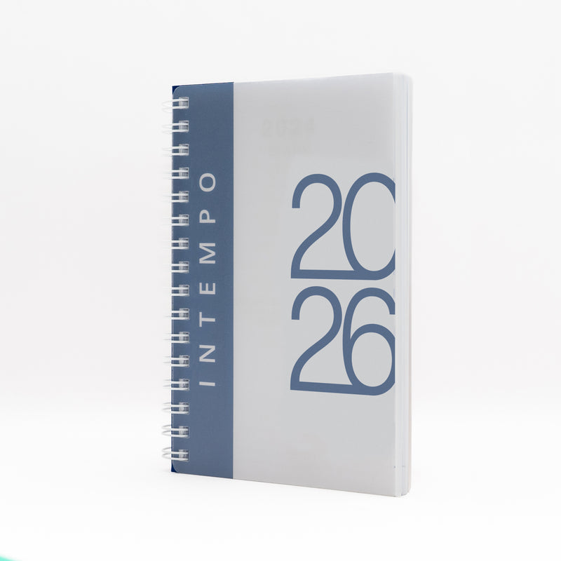 Agenda 12 Mesi Settimanale 2026 Intempo Poliprò Spiralata con Copertina in PPL Bianco 17 x 24 cm