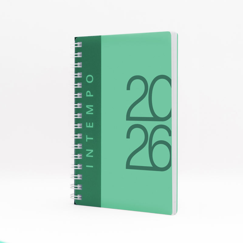 Agenda 12 Mesi Settimanale 2026 Intempo Poliprò Spiralata con Copertina in PPL Lime 17 x 24 cm