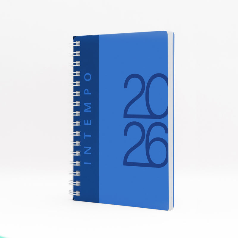 Agenda 12 Mesi Settimanale 2026 Intempo Poliprò Spiralata con Copertina in PPL Blu 17 x 24 cm