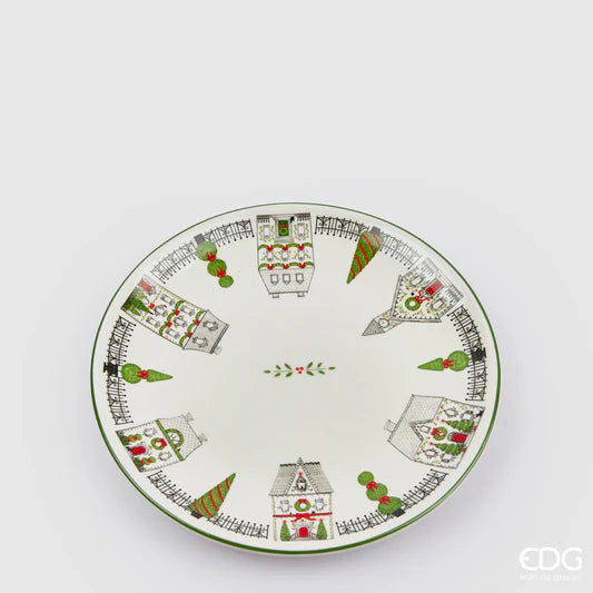 Piatto Xmas Rotondo Rosso e Verde 20 cm