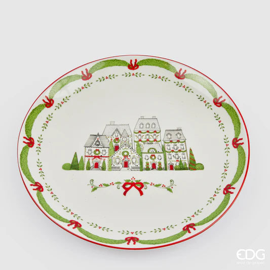 Piatto Xmas Rotondo Rosso e Verde 25 cm