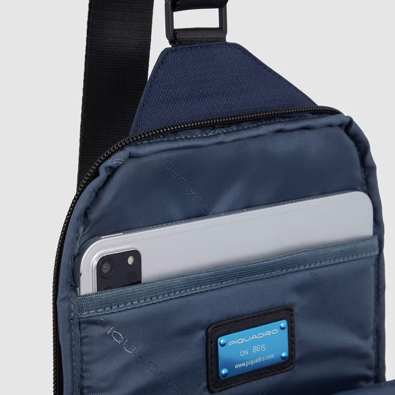 Monospalla Piquadro in Pelle e Tessuto Porta Ipad®Mini Wollem Blu