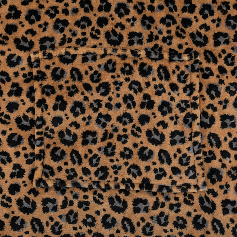 Mantella Plaid con Stampa Leopard e Cappuccio