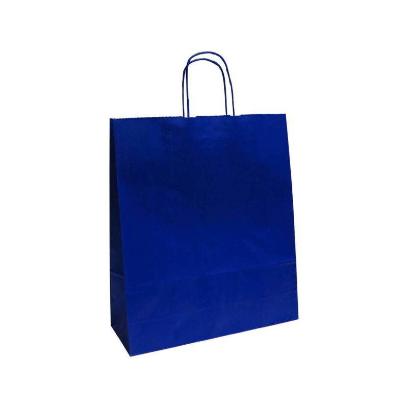 Borsa in Carta Kraft Stampata Blu 26 x 11 x 35 cm