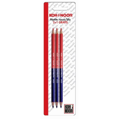 Matite con Doppia Punta Fine Bicolore Koh-I-Noor Rosso e Blu - 3 pezzi