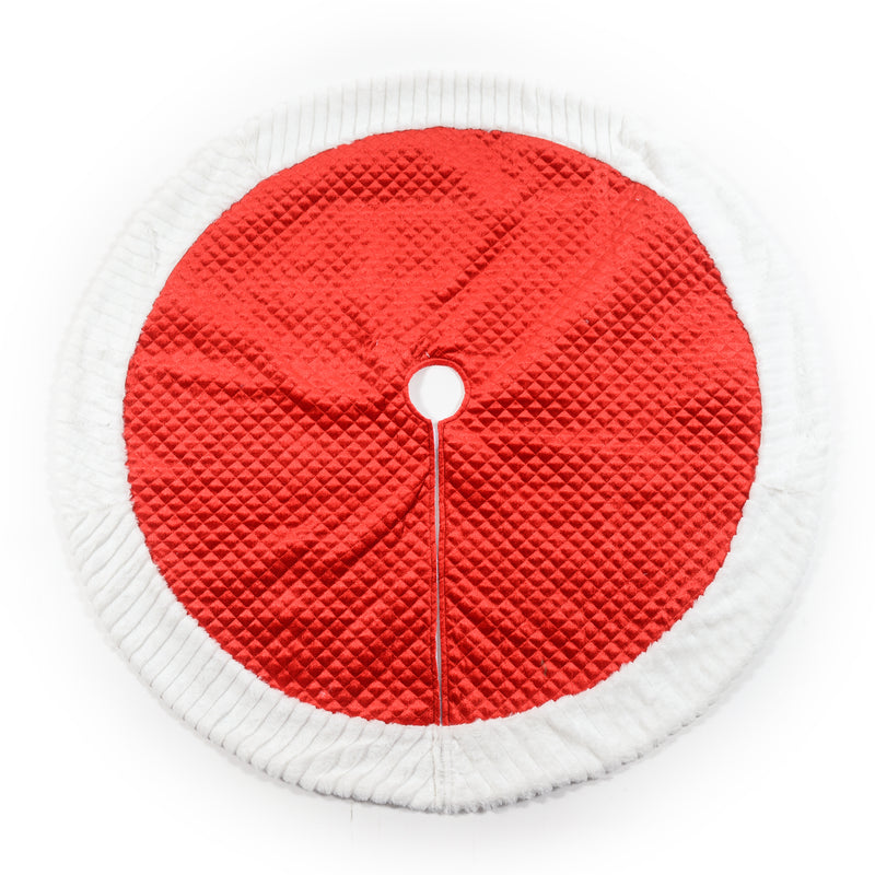 Copri Base Albero Peluche Rosso e Bianco 100 cm