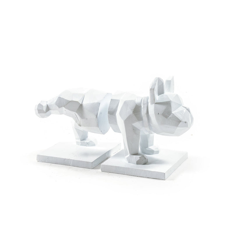 Ferma Libri Cane in Resina Bianco 23 x 12 x 15,5 cm