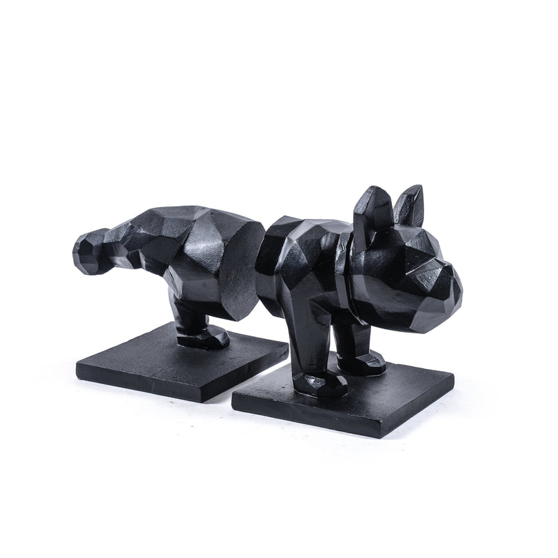 Ferma Libri Cane in Resina Nero 23 x 12 x 15,5 cm