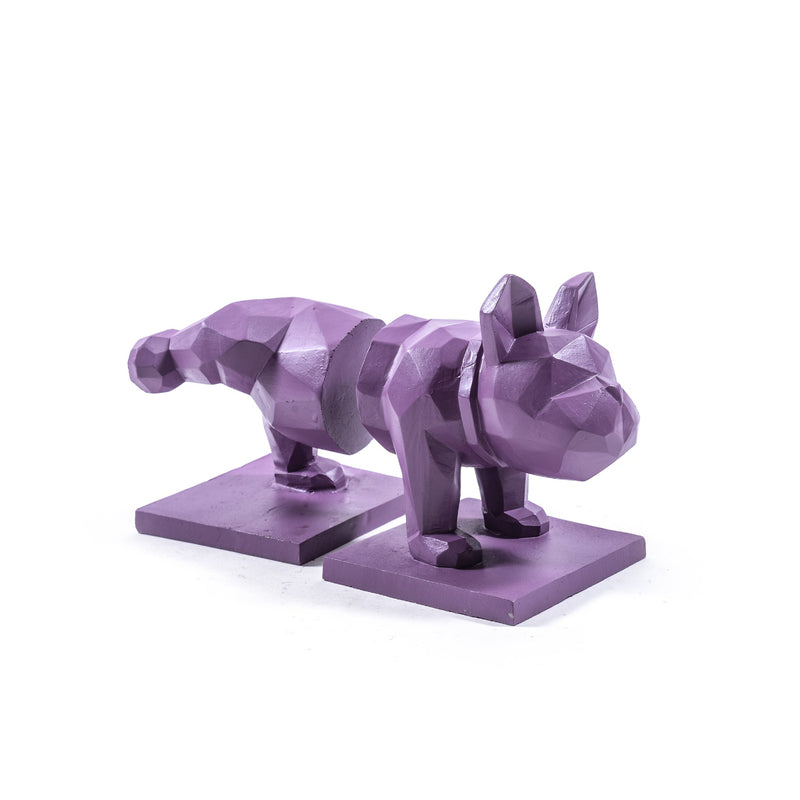 Ferma Libri Cane in Resina Viola 23 x 12 x 15,5 cm