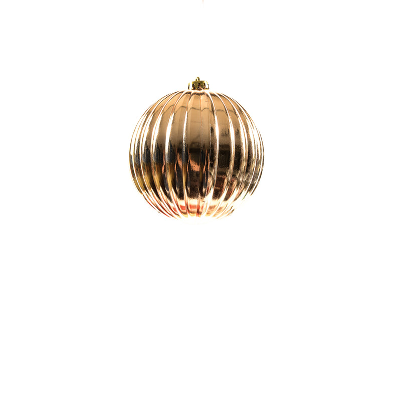 Sfera in PVC in Rilievo a Righe con Gancio Oro 15 cm