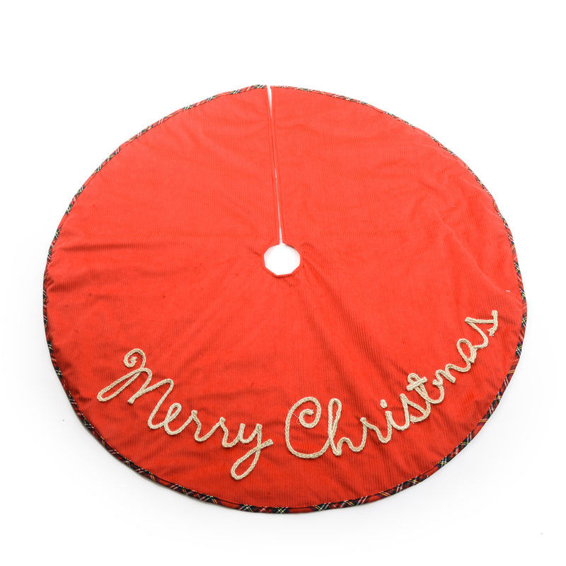 Copri Base Albero in Tessuto Merry Christmas Rosso 100 cm