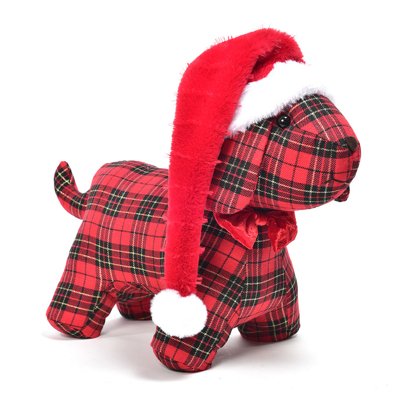 Cane in Tessuto Tartan Rosso 46 x 15 x 34 cm