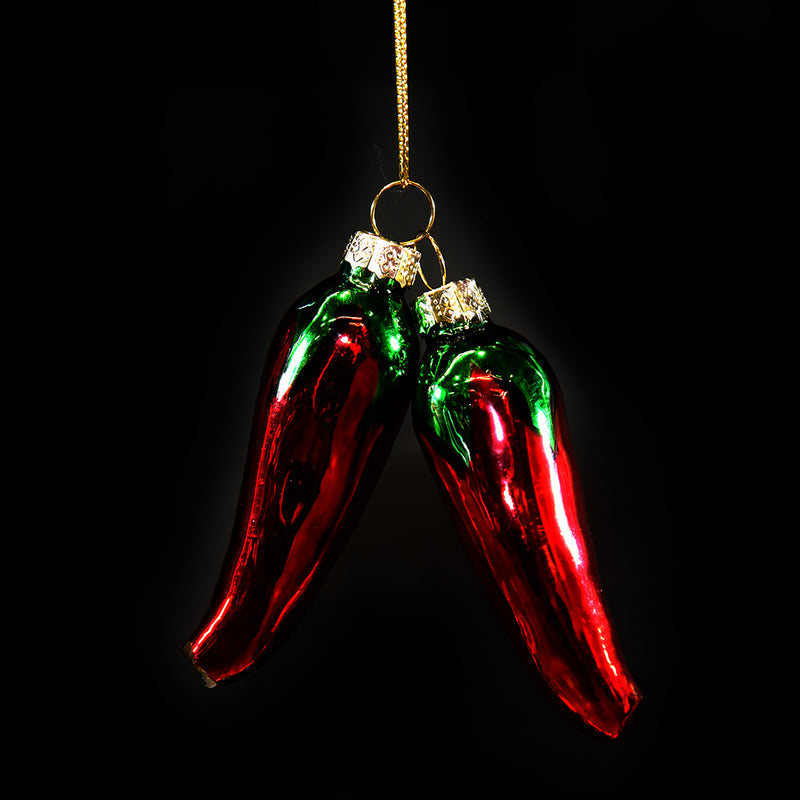 Peperoncino in Vetro Rosso con Gancio 2,5 x 7 cm