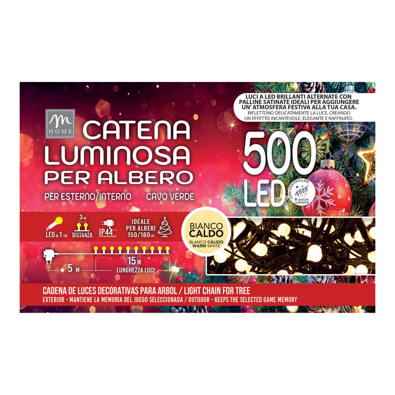 Filo Luci 500 LED Bianco Classico 6W da Esterno 15 mt