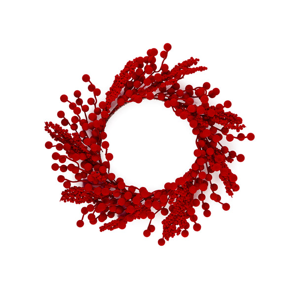 Ghirlanda in PVC con Bacche Floccate Rosso 45 cm