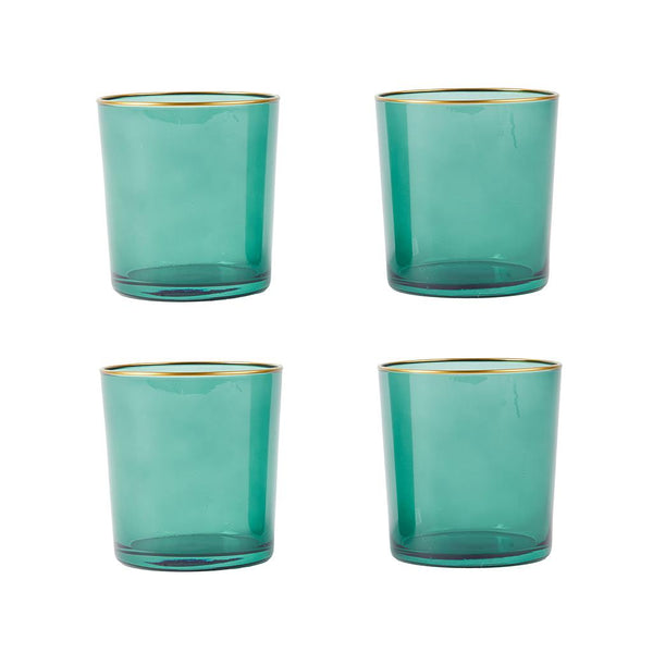 Bicchieri in Vetro Verde e Oro 380 ml - 4 pezzi