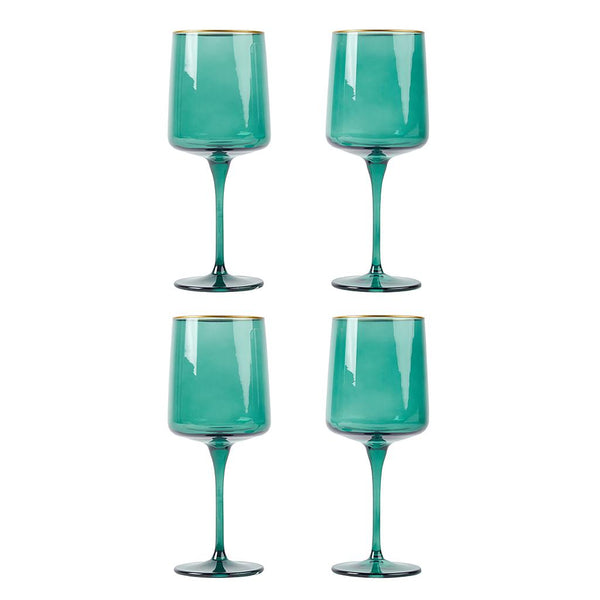 Calici in Vetro Verde e Oro 430 ml - 4 pezzi