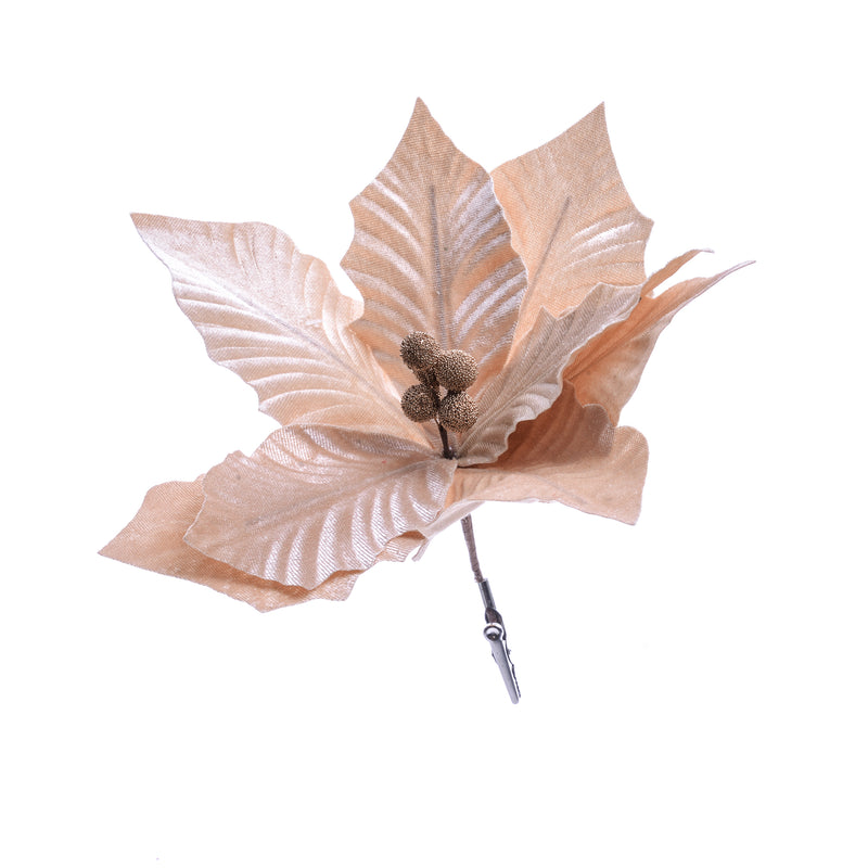 Pick Stella di Natale in Tessuto Cipria con Clip 25 x 19 cm
