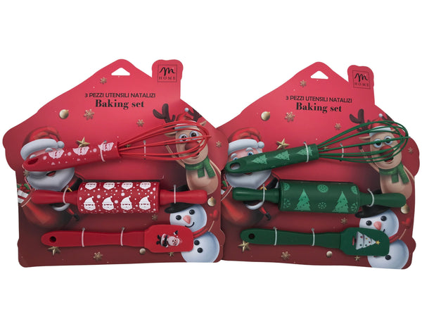 Set Utensili per Pasticceria di Natale in Silicone - 3 pezzi / Colori assortiti