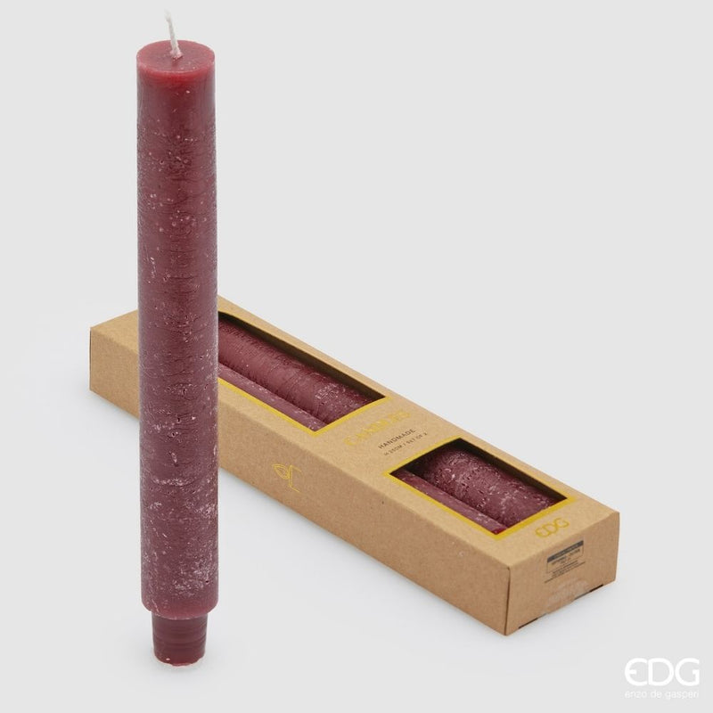 Candela Conica EDG Church Bordeaux 25 cm - 2 pezzi