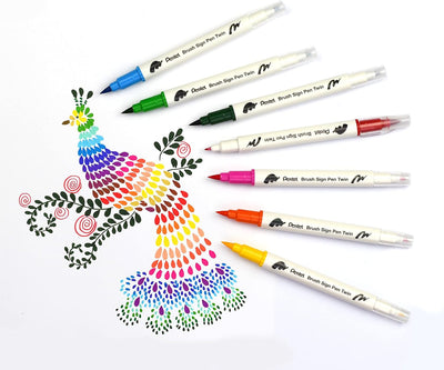 Pennarello a Base Acqua Pentel Brushsign Pen Twin a Doppia Punta Rosa