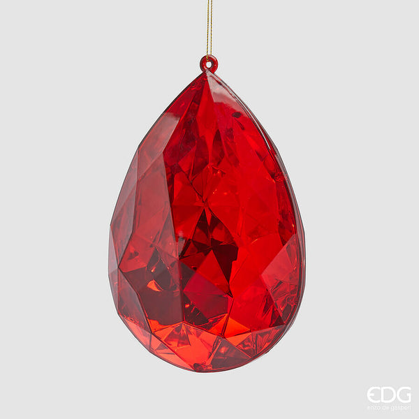 Addobbo Gemma Goccia Rosso con Gancio 12,5 x 19 x 7,5 cm