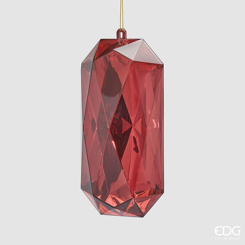 Addobbo Gemma Rettangolare Bordeaux con Gancio 9,5 x 19,5 x 7 cm