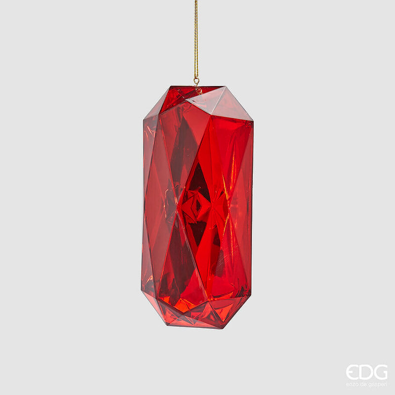 Addobbo Gemma Rettangolare Bordeaux con Gancio 7 x 14,5 x 5,5 cm