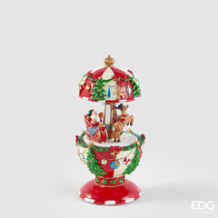 Carillon Musicale EDG Enzo de Gasperi Babbo Natale con Slitta Verde e Rosso 8,5 x 17 cm