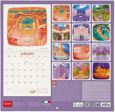 Calendario da Parete 12 Mesi Legami con Planner Annuale 2026 Rome 30 x 29 cm